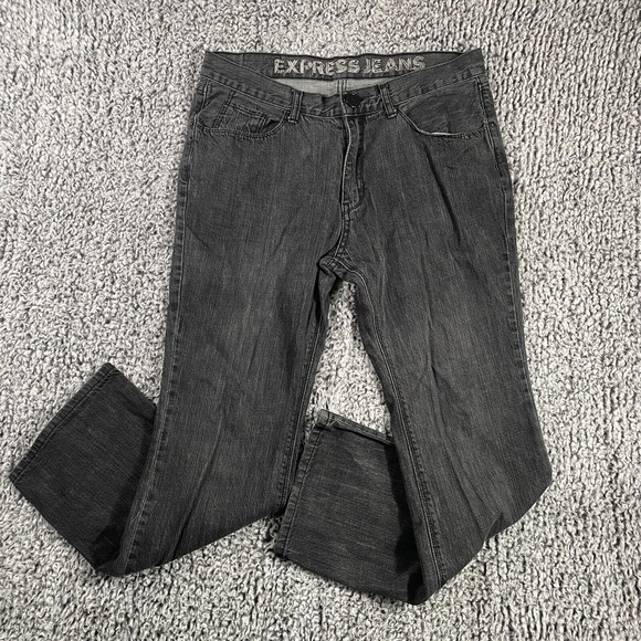Express Jeans Relaxed Boot Cut Charcoal Black Gray Men's Size 36 x 32 - Picture 7 of 9